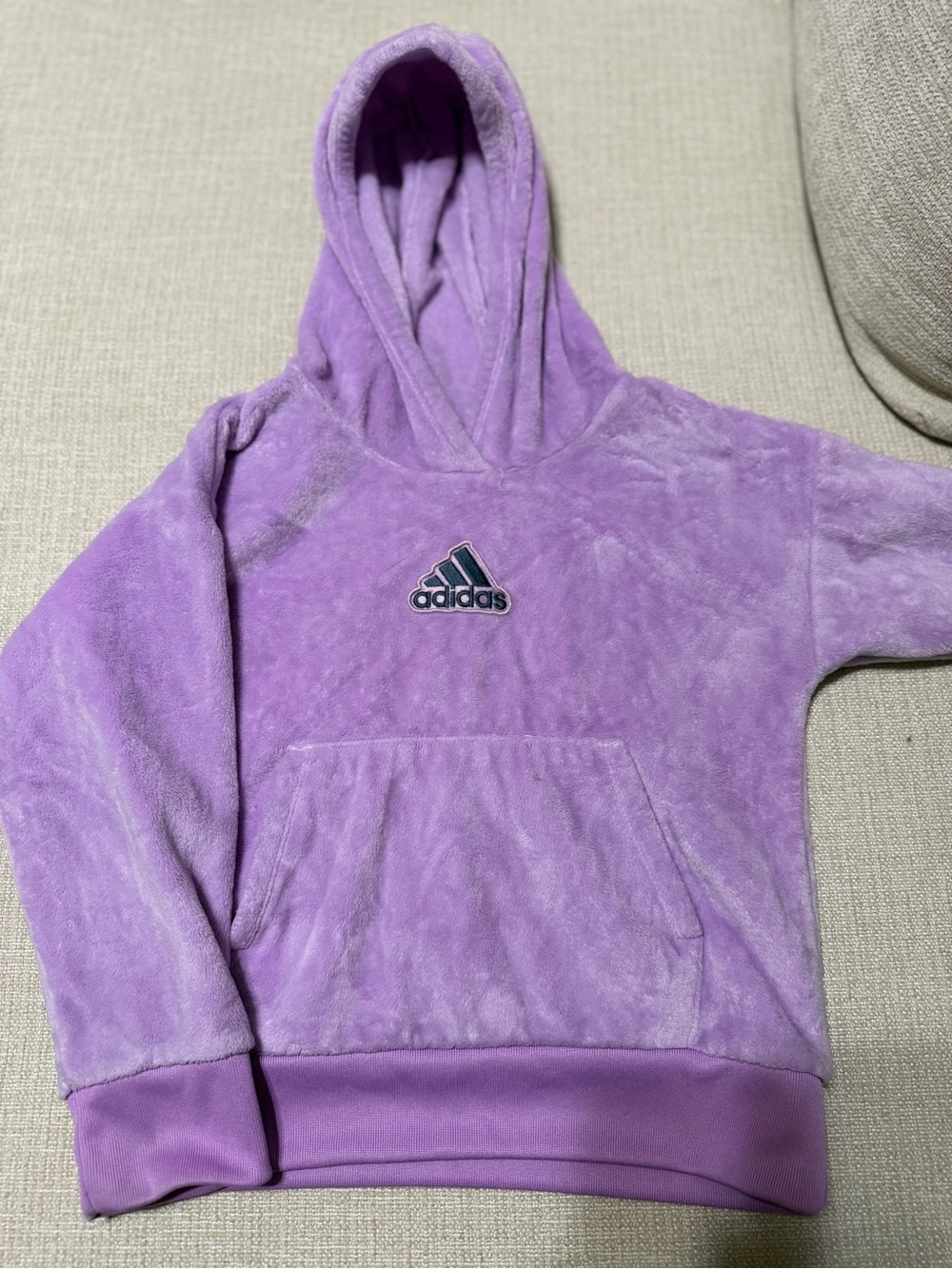 adidas Purple Plush Hoodie with Trefoil Logo